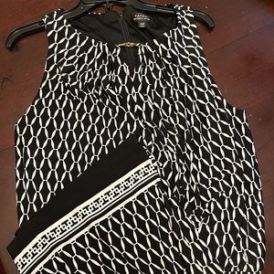 Tahari Sleeveless Full Length Jumpsuit with zipper. Blouson Top, Size 16